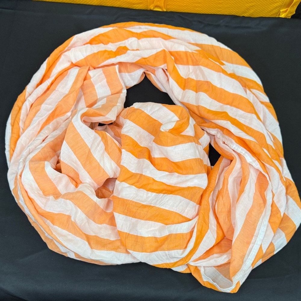 Shade & Shore Orange and White Striped Scarf new without tags swim wrap